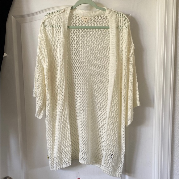 POL Sweaters - POL Cream Open-Front Cardigan with Loose Knit